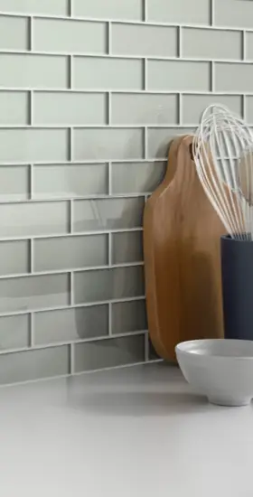 Glass tile backsplash | McAlister Flooring